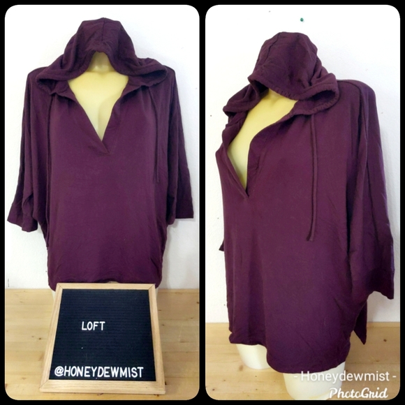 LOFT Tops - 🌹5/25🌹LOFT OUTLET Wine Slouchy Stretchy Oversized Hoodie